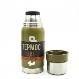 Термос оливковый 0,5 л TRAMP  доп.кружка TRC-030