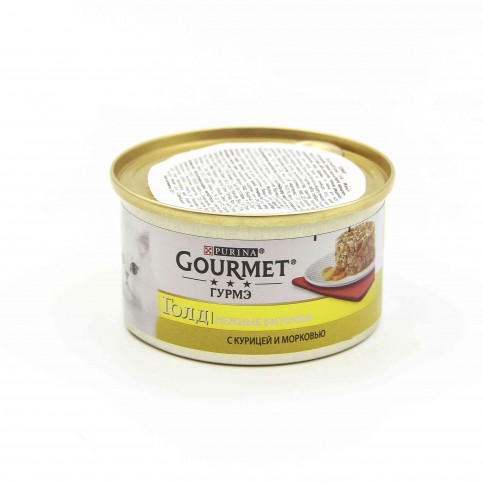Консервы для кошек Purina Gourmet Gold Нежные биточки, курица с морковью, банка, 85 г