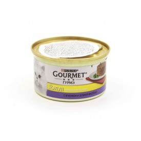 Влажный корм Purina Gourmet Гурмэ Голд Суфле для кошек с ягненком и зеленой фасолью, банка, 85 г